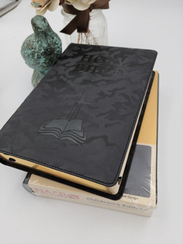 NASB 1995 Children's Edition-Midnight Black Camo Faux Leather