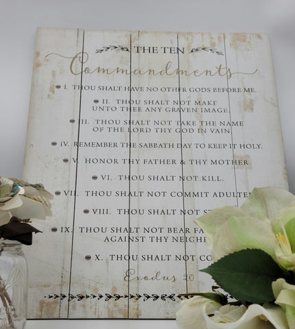 Rustic Pallet Art-The Ten Commandments (16 x 20)