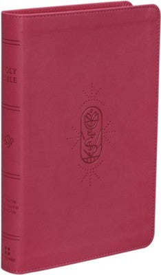 ESV Kid's Thinline Bible-soft leather-look, Berry with true vine design