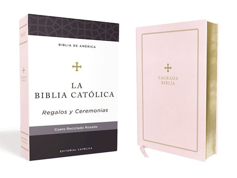 Biblia Catolica para regalos y ceremonias, color rosa, Cuero Reciclado (Catholic Bible for Gifts and Ceremonies--recycled leather, pink)
