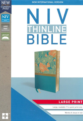 NIV Large Print Thinline Bible-Turquoise Floral