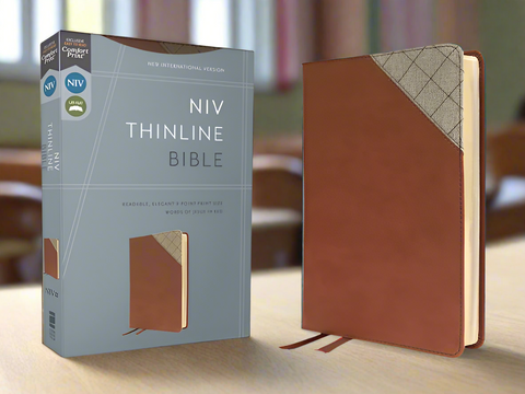 NIV Thinline Bible (Comfort Print)-Brown Leathersoft