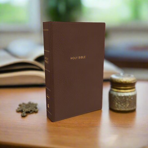 NKJV Compact Large Print Reference Bible (Comfort Print)-Mahogany Leathersoft Holy Bible----- Limited Quantities
