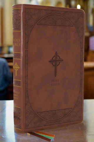 NABRE Catholic Bible/Large Print (Comfort Print)-Brown Leathersoft Indexed Holy Bible