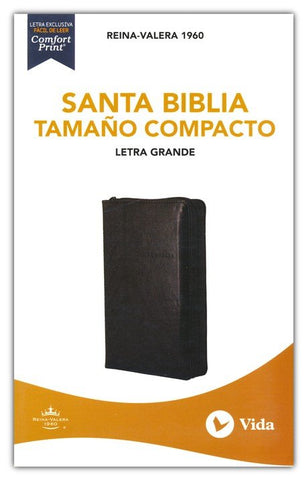 Span-RVR 1960 Large Print Compact Bible (Santa Biblia Letra Grande/Tamano Compacto)-Black Leathersoft Indexed