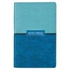 KJV Giant Print Two-Tone Floral/Solid Teal Blue