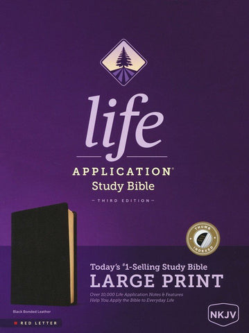 NKJV Life Application Study Bible/Large Print (Third Edition)-Black Bonded Leather Indexed
