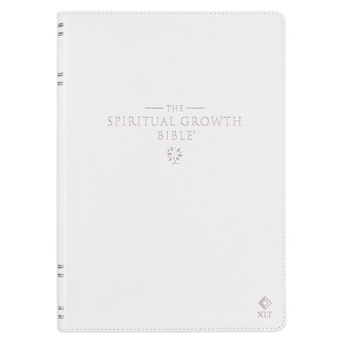 NLT Spiritual Growth Bible-White Full-Grain Leather Indexed
