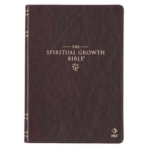NLT Spiritual Growth Bible-Brown (Matador Tan) Full-Grain Leather Indexed