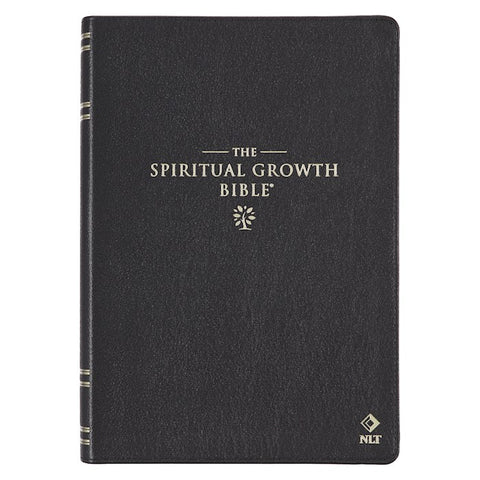 NLT Spiritual Growth Bible-Black Full-Grain Leather Indexed