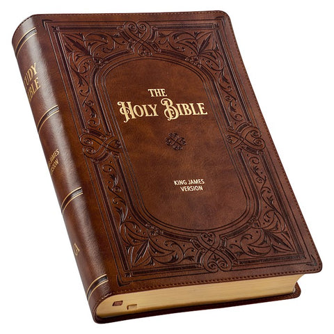KJV Study Bible-Large Print-Faux Leather-Saddle Tan/Art Nouveau