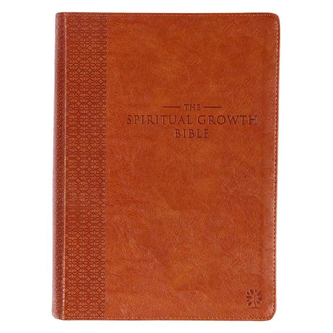 NLT Spiritual Growth Bible-Saddle Tan LuxLeather Indexed