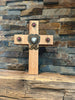 Quarter Sawn Oak 11" Wall or Table Cross Jeweled -"All About Heart"