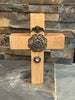 Quarter Sawn Oak 11" Wall or Table Cross Jeweled - "Watching Over You"