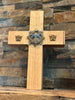 Quarter Sawn Oak 11" Wall or Table Cross Jeweled - "Guardian Angel Love"