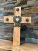Quarter Sawn Oak 11" Wall or Table Cross Jeweled -"All About Heart"