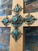 Quarter Sawn Oak 11" Wall or Table Cross Jeweled - "Led with Heart"