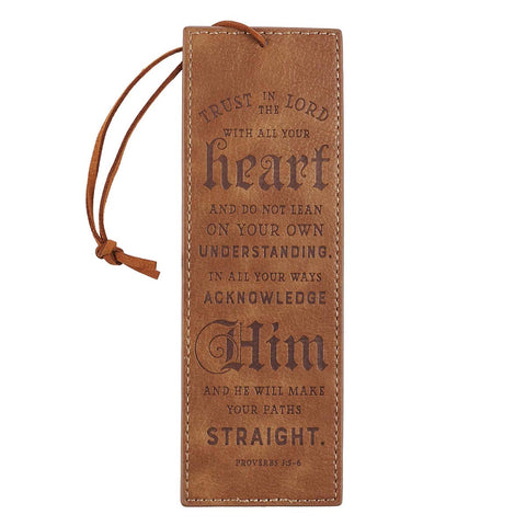 Bookmark "Trust In The Lord" Faux Leather Brown - Proverbs 3:5