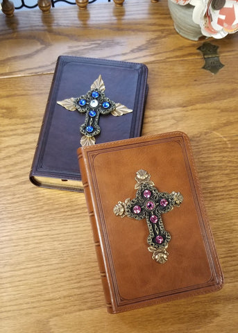 KJV Tan with Pink with Roses Jeweled Compact Bible (pictured on right)