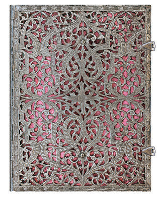 Silver Filigree Lined Journal Choice of Blush Pink or Maya Blue