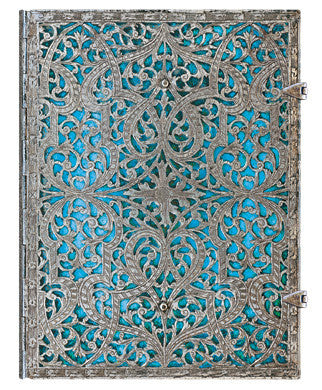 Silver Filigree Lined Journal Choice of Blush Pink or Maya Blue