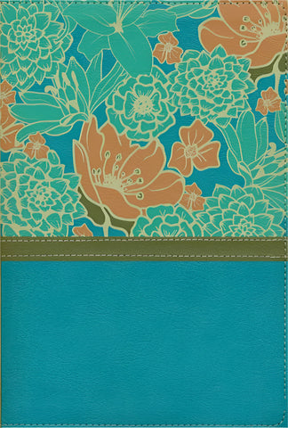 NIV Large Print Thinline Bible-Turquoise Floral