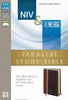NIV & The Message Parallel Study Bible Personal Size, Italian Duo-Tone, Dark Caramel/Black Cherry