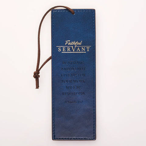 Bookmark "Faithful Servant" Navy Luxleather