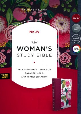NKJV Woman's Study Bible (Full Color)-Burgundy Floral Hardcover