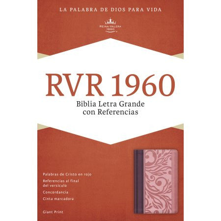 Spanish RVR 1960 Biblia Letra Grande con Referencias, borravino/rosado símil piel
