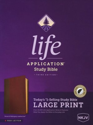 NKJV Life Application Study Bible/Large Print-Brown and Mahogany Bonded Leather Indexed - Third Edition