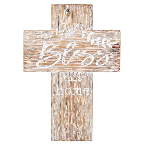 Wall Cross-Fir Wood-May God Bless This Home (12"H)