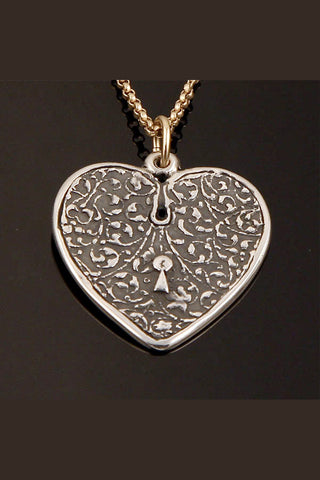 Sterling Silver Heart Strength and Shield Necklace Psalms 28:7