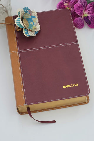 KJV/Amplified Parallel Bible/Large Print-Camel/Burgundy Leathersoft Two Bible Versions Together For Study And Comparison