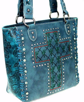 Tote-Cactus Collection w/Cross-Turquoise