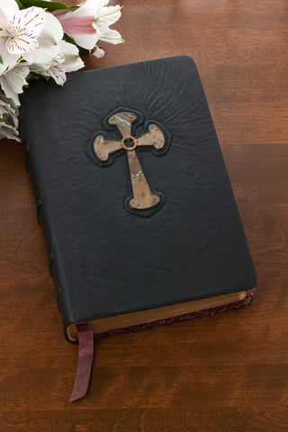 Handbound Custom Leather Bible Celtic Cross Patina Finish-KJV or NIV or NAB