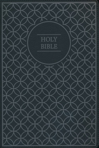 NIV Value Thinline Bible/Large Print Charcoal/Black Leathersoft with Holy Bible Geo Pattern