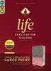 NIV Life Application Study Bible/Large Print (Third Edition)-Gray/Pink Leathersoft