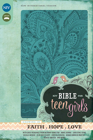NIV Bible For Teen Girls-Blue Leathersoft Indexed Growing in Faith, Hope, and Love
