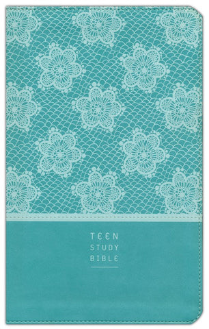 NIV Teen Study Bible Leather Like-Teal w/Lace Duo-Tone