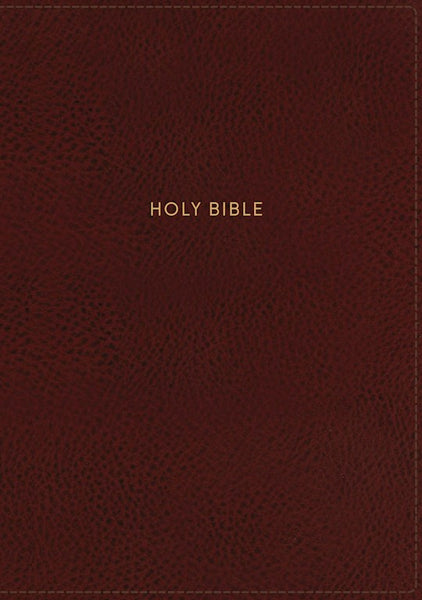 NKJV Giant Print Center-Column Reference Bible (Comfort Print)-Burgundy Leather-Look Indexed