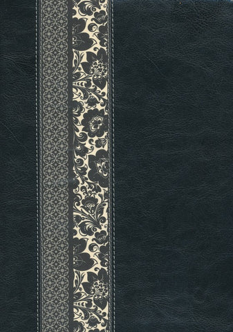 NLT Study & Life Application Parallel Study Bible Tutone Black Ornate Floral Fabric Indexed