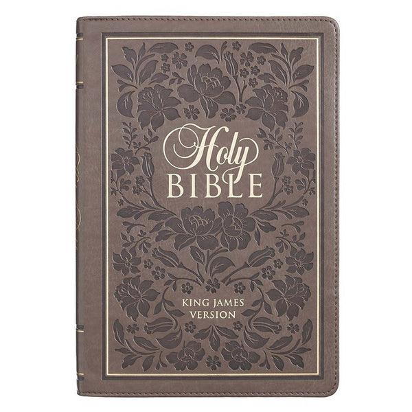 Thinline Bible--imitation leather, brown with flowers-KJV LIMITED QUANTITIES AVAILABLE