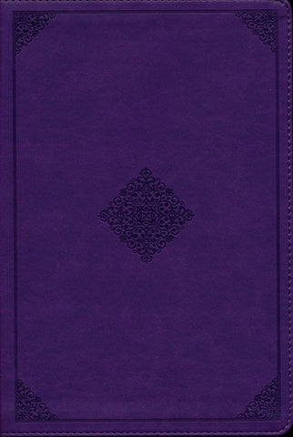 ESV Large Print Thinline Reference Bible-soft leather-look, purple with ornament design, Limited Quantities Available