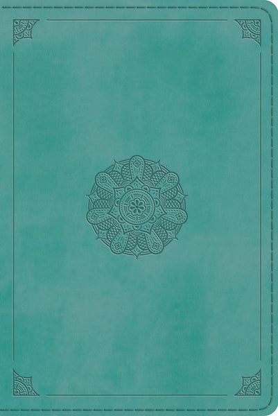 ESV Large Print Value Thinline Bible-Turquoise Emblem Design TruTone