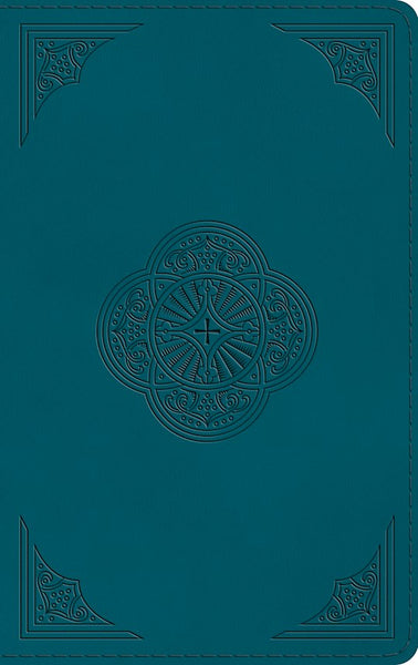 ESV Thinline Bible--soft leather-look, deep teal with rotunda design