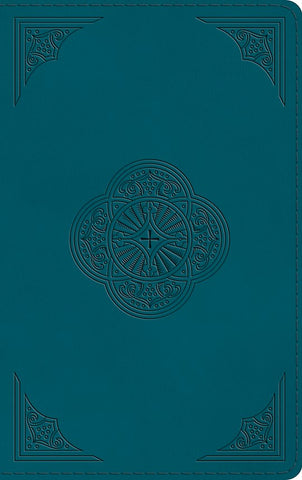 ESV Thinline Bible--soft leather-look, deep teal with rotunda design