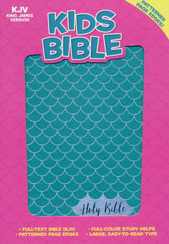 KJV Kids Large Print Bible-Aqua Wave Pattern LeatherTouch