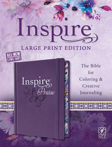 NLT Inspire Praise Bible/Large Print-Purple Hardcover~ The Bible For Coloring & Creative Journaling