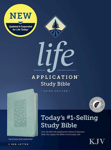 KJV Life Application Study Bible (Third Edition)-RL-Teal Floral Frame LeatherLike